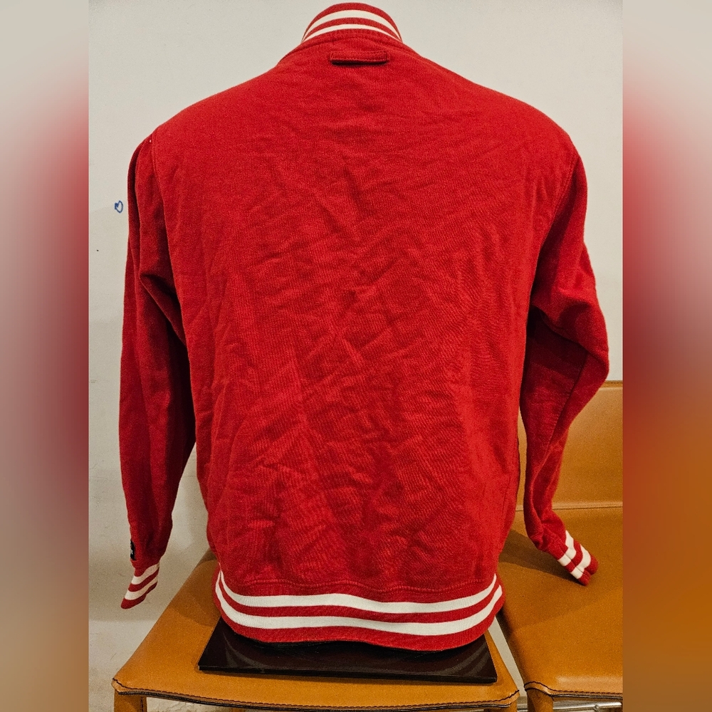 Red Varsity Jacket With Skull Patch - image 3